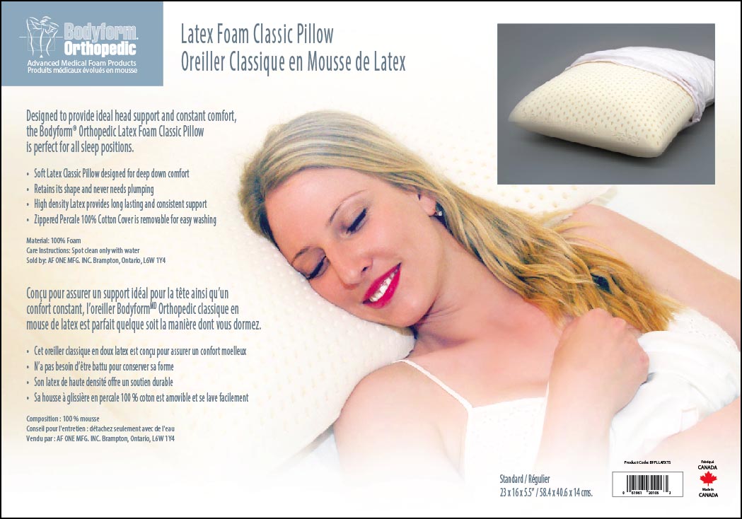 Latex Foam Classic Pillow BodyForm Orthopedic BodyForm Orthopedic